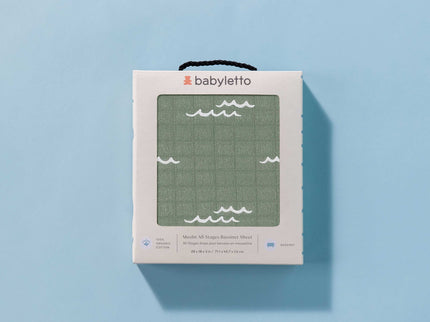 T27134,Babyletto,Ocean Waves Muslin All-Stages Bassinet Sheet in GOTS Certified Organic Cotton