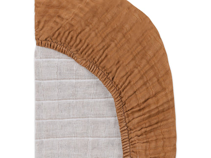 T29534BTS,Babyletto,Burnt Sienna Muslin All-Stages Bassinet Sheet in GOTS Certified Organic Cotton