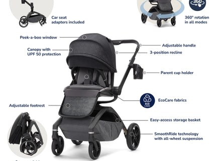 Tana 360° Rotating Travel System with Peri™ 180° in Onyx Heritage
