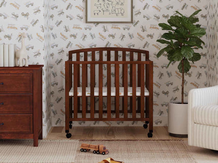 M18198Q,DaVinci,Dylan Folding Portable 3-in-1 MiniCrib and TwinBed in Espresso