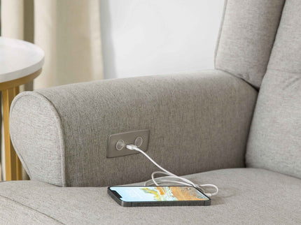 M21987PGEW,Namesake,Harbour Power Recliner in Performance Grey Eco-Weave