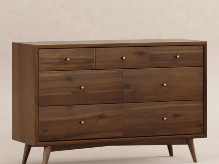 M15916NL,Palma 7-Drawer Double Dresser  Assembled in Natural Walnut