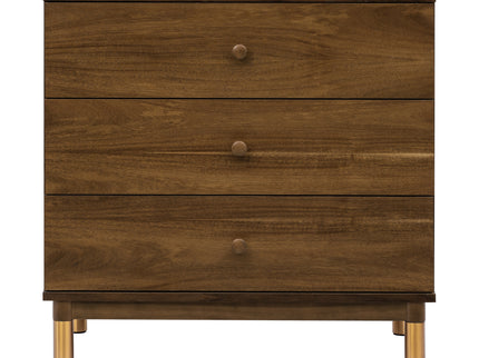 M12923NLGLD,Babyletto,Gelato 3-Drawer Changer Dresser  Gold Feet w/Removable Changing Tray in Natural Walnut