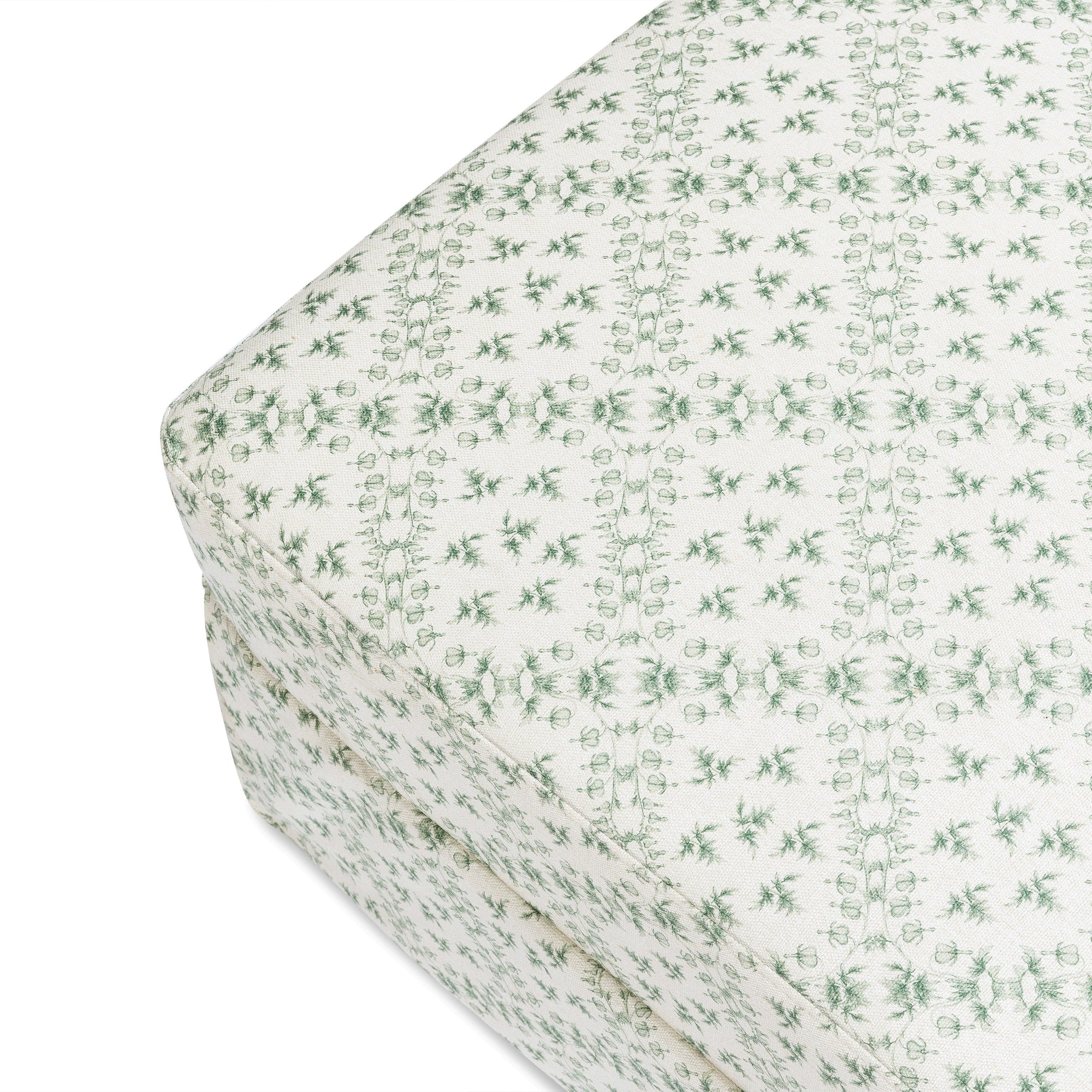 M21785GLT,Namesake,Sarah Flint x Namesake Crawford Gliding Ottoman in Green Lattice Performance Eco-Weave