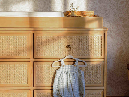 M23716HYHC,Namesake,Marin with Cane 6 Drawer Assembled Dresser in Honey and Honey Cane