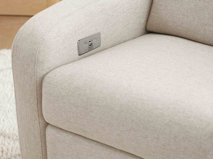 M23188PBEWLB,Babyletto,Nami Glider Recliner w/ Electronic Control and USB in Performance Beach Eco-Weave w/ Light Wood Base