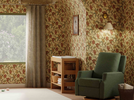 M22287OBLB,Namesake,Crewe Recliner and Swivel Glider in Olive Boucle w/Light Wood Base