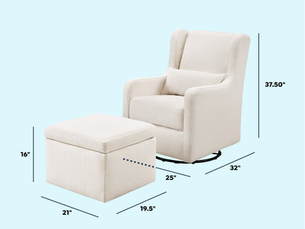 F18787PCM,Carter's,Adrian Swivel Glider with Storage Ottoman in Performance Cream Linen