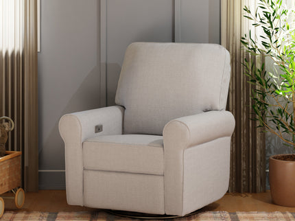 B17787PGET,Monogram by Namesake,Monroe Pillowback Power Recliner in Performance Grey Eco-Twill