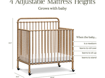 M15398VG,Namesake,Winston 4-in-1 Convertible Mini Crib in Vintage Gold