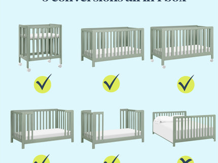 F11980LS,Carter's,Colby GROW 6-in-1 Convertible Bassinet to Crib in Light Sage