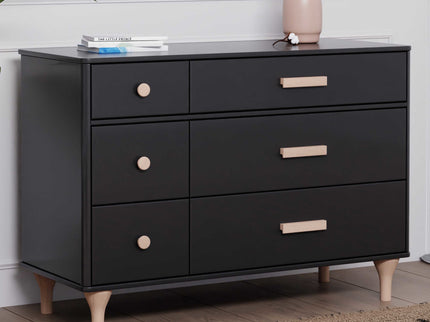 M9016BNX,Babyletto,Lolly 6-Drawer Double Dresser  Assembled in Black/Washed natural