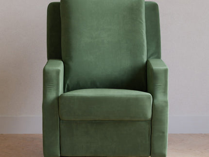 M22287FGVLB,Namesake,Crewe Recliner and Swivel Glider in Forest Green Velvet w/Light Wood Base