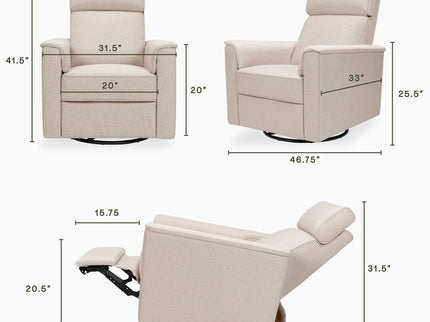 M17182PBEW,Namesake,Willa Pro Power Glider Recliner w/ Power Lumbar in Performance Beach Eco-Weave