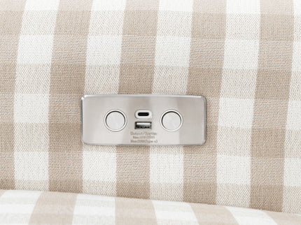 B17787TGH,Monogram by Namesake,Monroe Pillowback Power Recliner in Tan Gingham