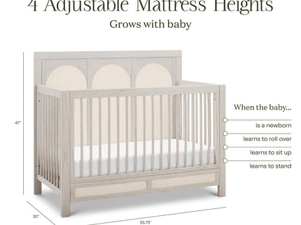 M24801WDFPEW,Namesake,Eloise 4-in-1 Convertible Crib in White Driftwood and Performance Pearl Eco-Weave