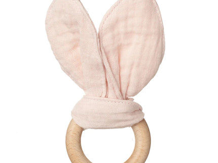 Crinkle Bunny Ears Wooden Teether