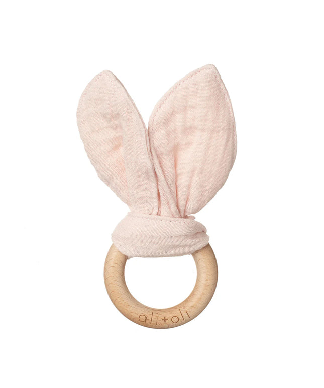 Crinkle Bunny Ears Wooden Teether