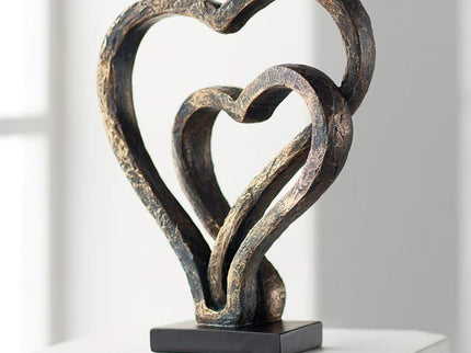 Interlocking Hearts 11 3/4" High Bronze Finish Sculpture