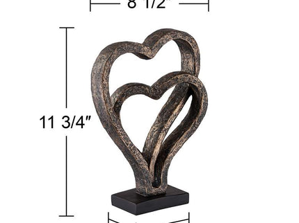 Interlocking Hearts 11 3/4" High Bronze Finish Sculpture