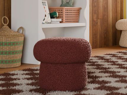 M31585RT,Babyletto Kids,Mini Mushroom Pouf in Rouge Teddy Loop