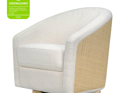 M5887WBCL,Babyletto,Madison Swivel Glider in Ivory Boucle and Cane w/Light Wood Base