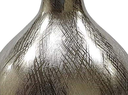 Iris 13 3/4" High Silver Streak Round Decorative Vase