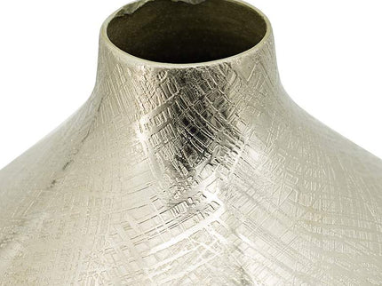 Iris 13 3/4" High Silver Streak Round Decorative Vase