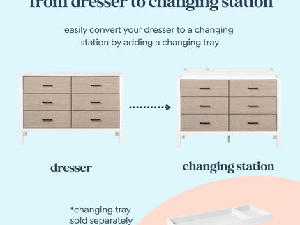 F23226WCWD,Carter's,Radley 6-Drawer Dresser in White & Coastwood