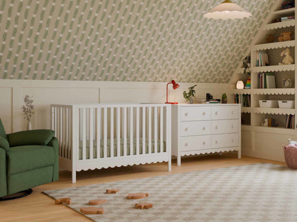 M27801W,DaVinci,Sammy Scallop 4-in-1 Convertible Crib in White