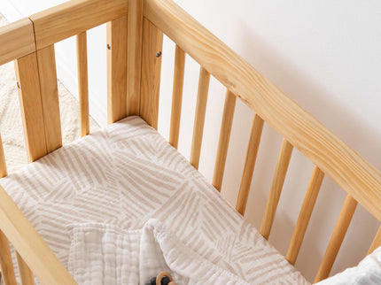 T29234,Babyletto,Oat Stripe Muslin All-Stages Bassinet Sheet in GOTS Certified Organic Cotton