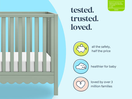 M27801LS,DaVinci,Sammy Scallop 4-in-1 Convertible Crib in Light Sage