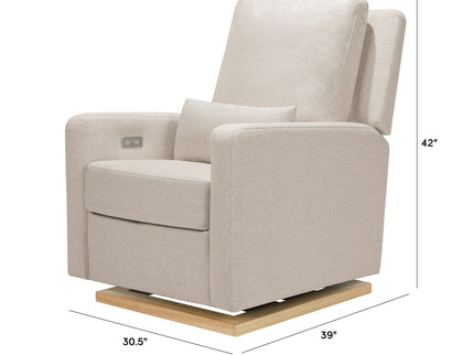 M23085PBEWLB,Babyletto,Sigi Glider Recliner w/ Electronic Control and USB in Performance Beach Eco-Weave w/Light Wood Base