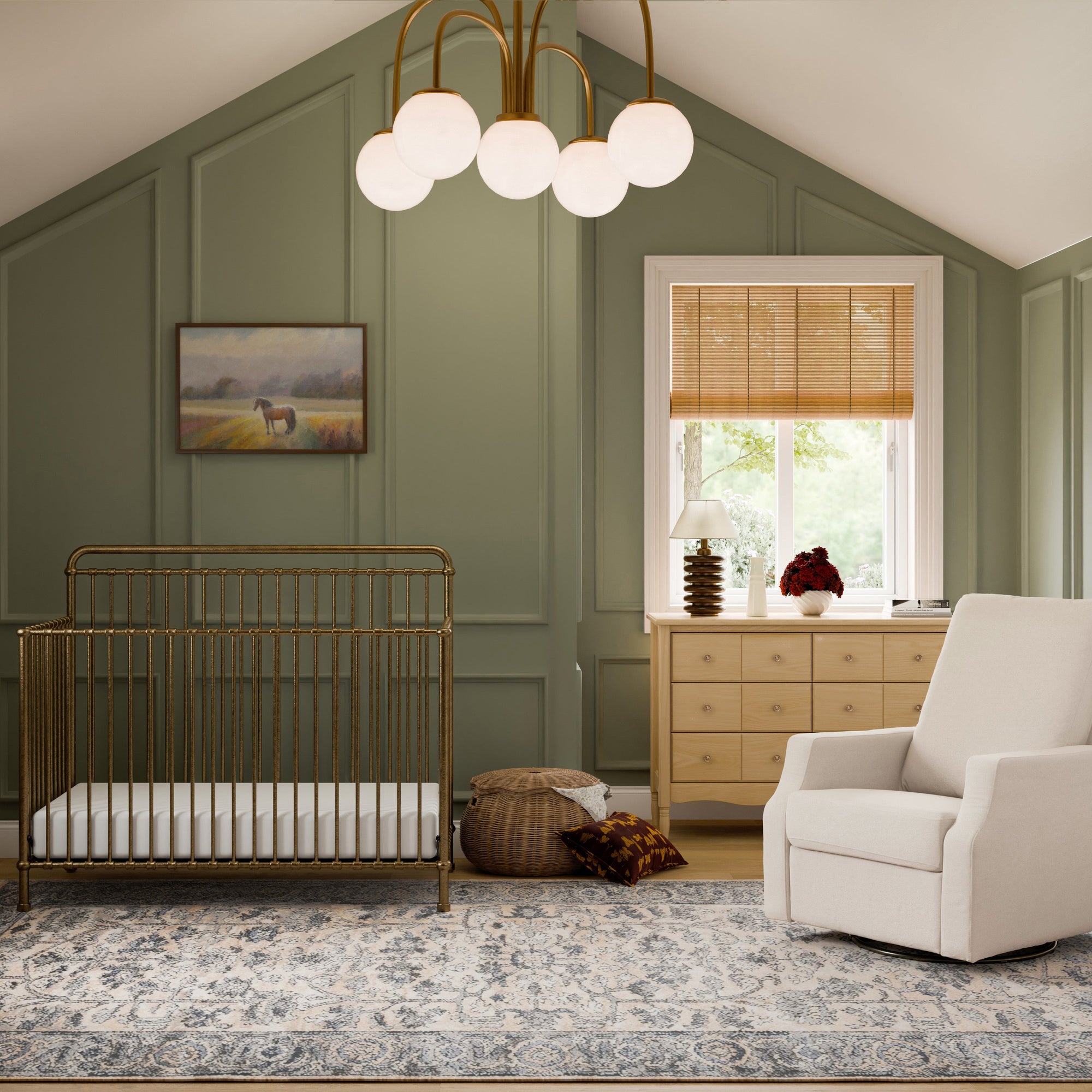 M15301VG,Namesake,Winston 4-in-1 Convertible Crib in Vintage Gold