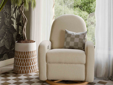 M23188PCMEWLB,Babyletto,Nami Glider Recliner w/ Electronic Control and USB in Performance Cream Eco-Weave w/Light wood base