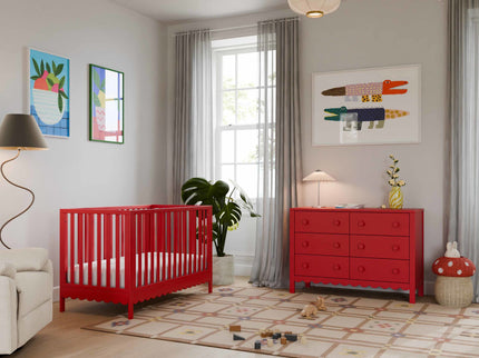 M27826TRD,DaVinci,Sammy Scallop 6-Drawer Dresser in Strawberry Red