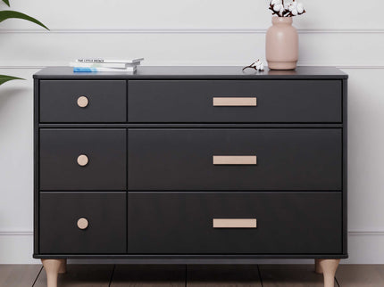 M9016BNX,Babyletto,Lolly 6-Drawer Double Dresser  Assembled in Black/Washed natural