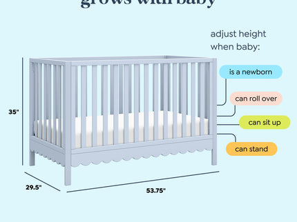 M27801PB,DaVinci,Sammy Scallop 4-in-1 Convertible Crib in Powder Blue
