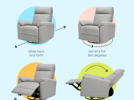 M24387FTG,DaVinci,Suzy Swivel Recliner in Frost Grey