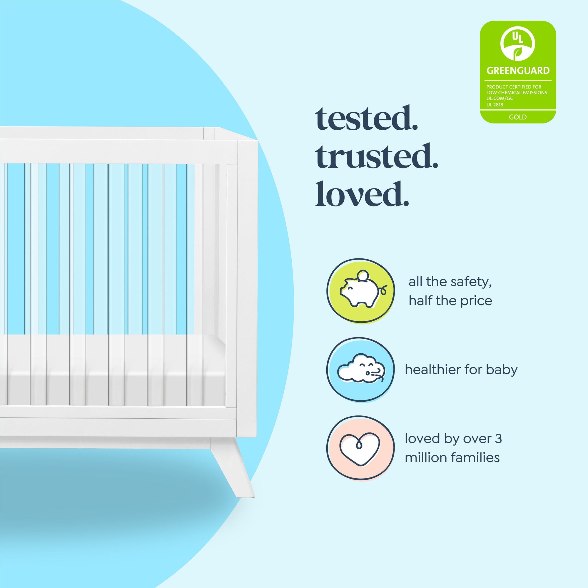 M22501WK,DaVinci,Otto 3-in-1 Convertible Crib in White/Acrylic