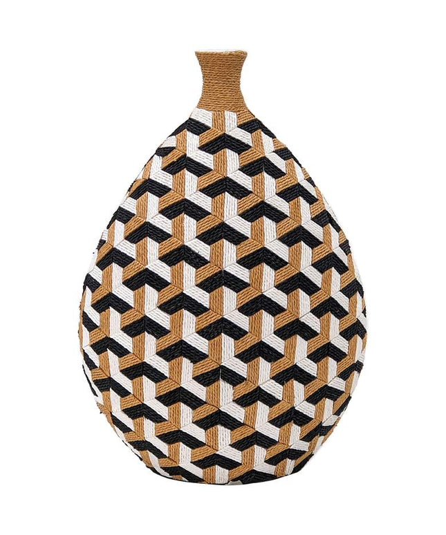 Jahia 18 1/2"H Natural Black White Geometric Decorative Vase