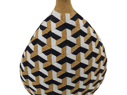Jahia 18 1/2"H Natural Black White Geometric Decorative Vase