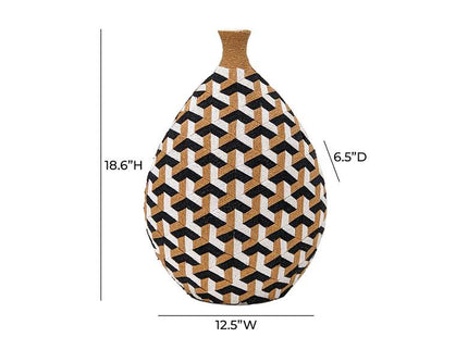 Jahia 18 1/2"H Natural Black White Geometric Decorative Vase