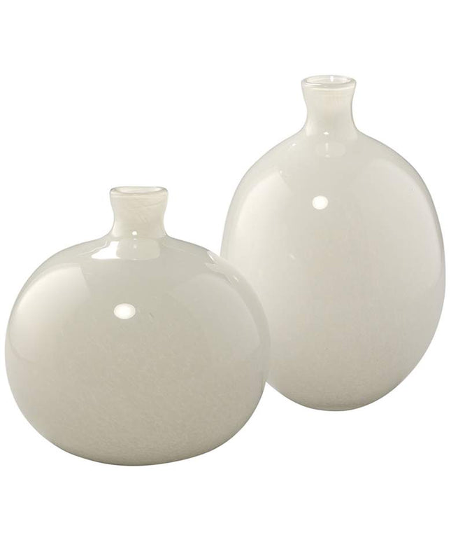 Jamie Young Minx White Glass Decorative Vases Set of 2