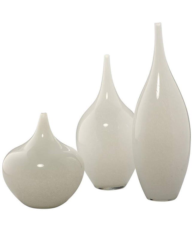 Jamie Young Nymph White Glass Decorative Vases Set of 3