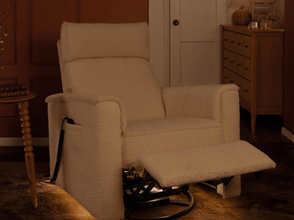 M17183PWB,Namesake,Willa Deluxe Power Glider Recliner w/Heat&Massage in Performance Ivory Boucle