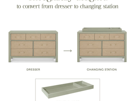 M24816FSPSEW,Namesake,Eloise 7-Drawer Assembled Dresser in French Sage and Performance Sand Eco-Weave