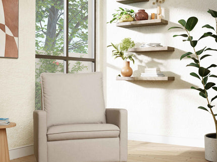 M20984PBEWLB,Babyletto,Cali Pillowback Chair and a Half Glider in Performance Beach Eco-Weave w/ Light Wood Base