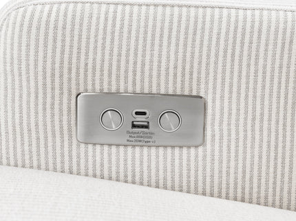 M22286FCSLB,Namesake,Crewe Electronic Swivel Glider Recliner in Fog Chatham Stripe Performance Eco-Weave w/LB