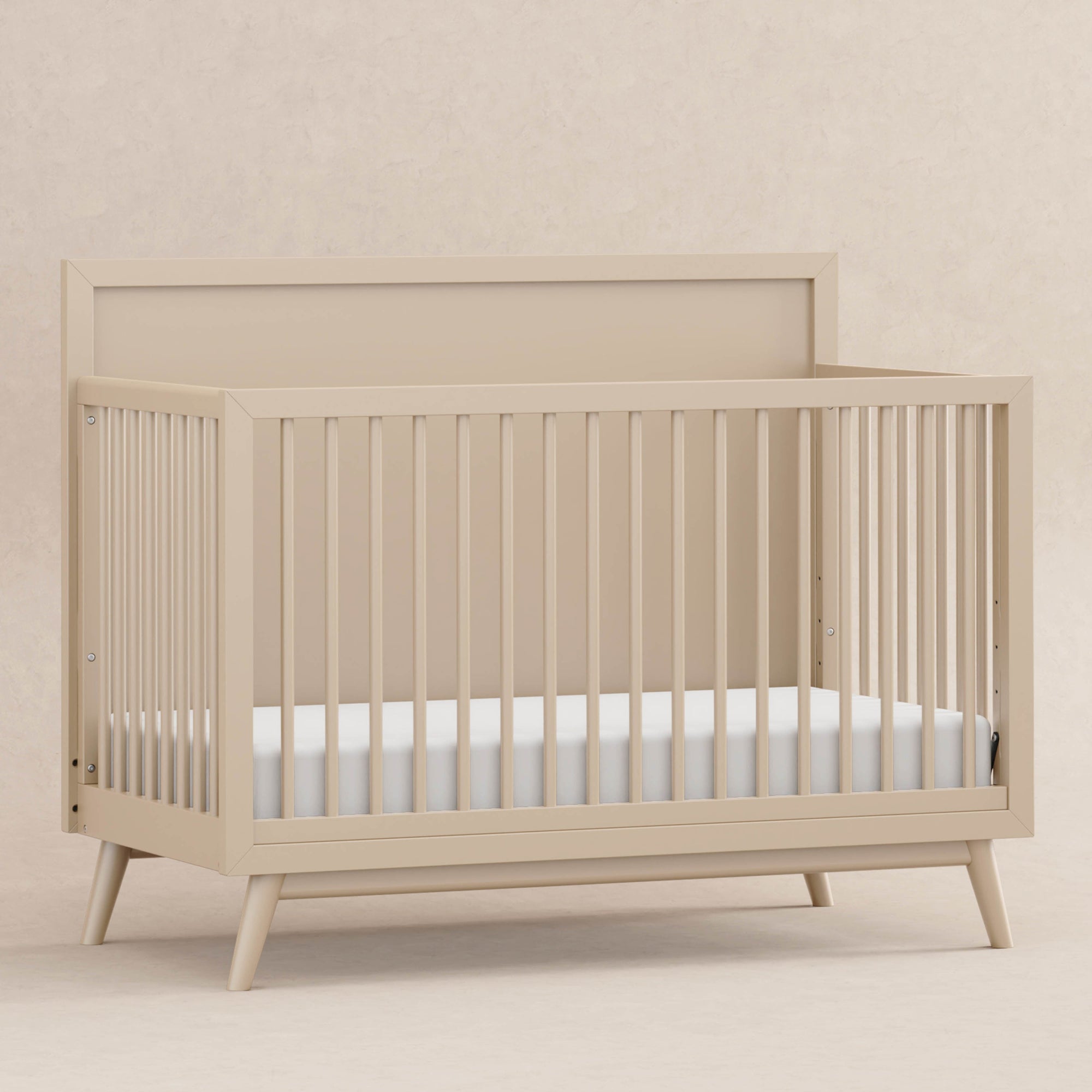 M15901TPE,Babyletto,Palma Mid-Century 4-in-1 Convertible Crib w/Toddler Bed Conversion in Taupe